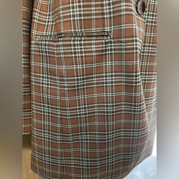 Long Jacket Aqua & Brown Plaid - Picture 5 of 8